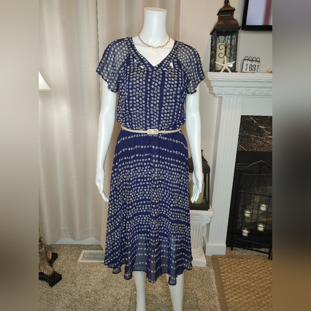 CHRIS MCLAUGHLIN BELTED CUT-OUT DRESS, BLUE 4